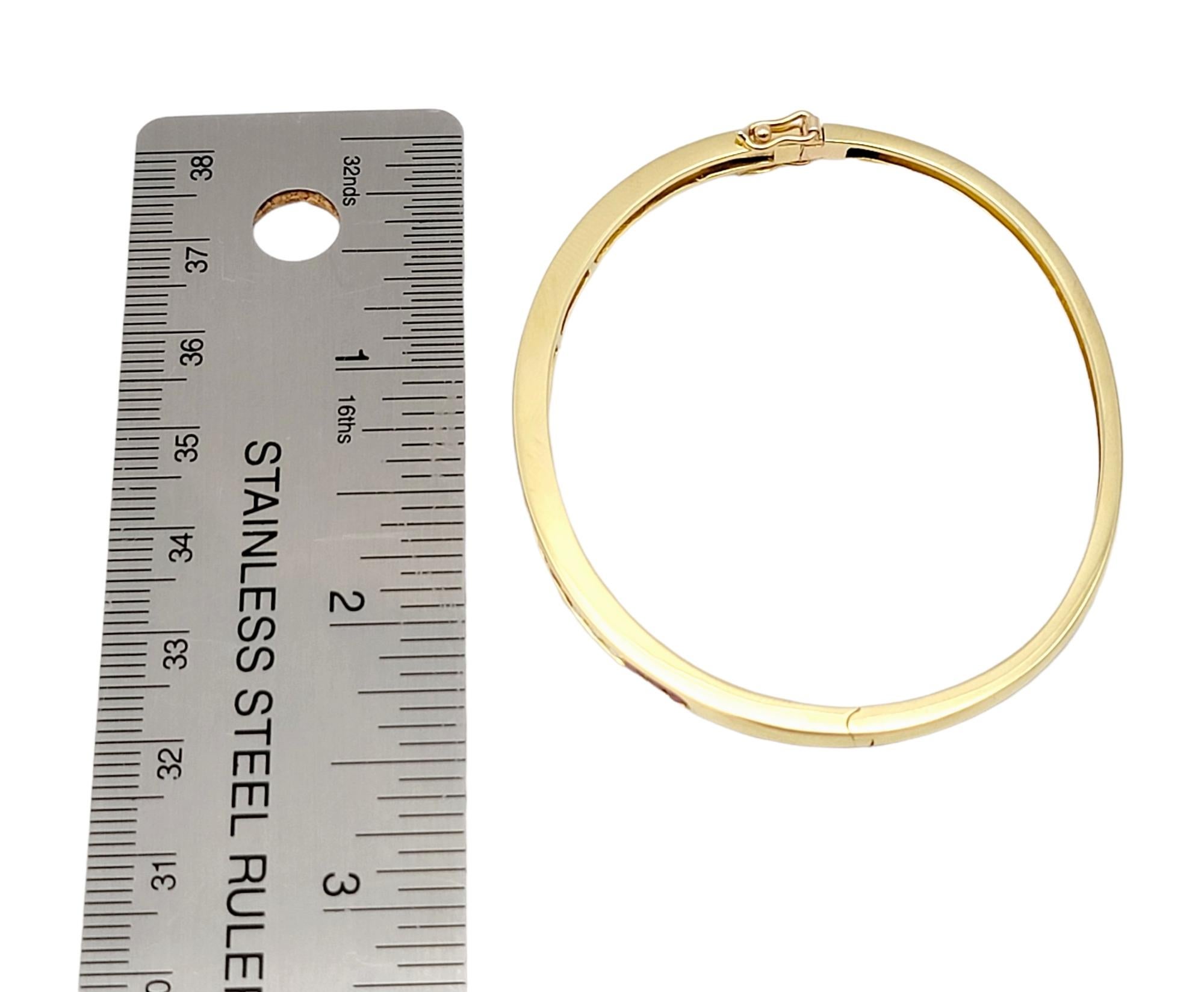 Round Diamond Hinged Narrow Bangle Bracelet in 14 Karat Yellow Gold 8