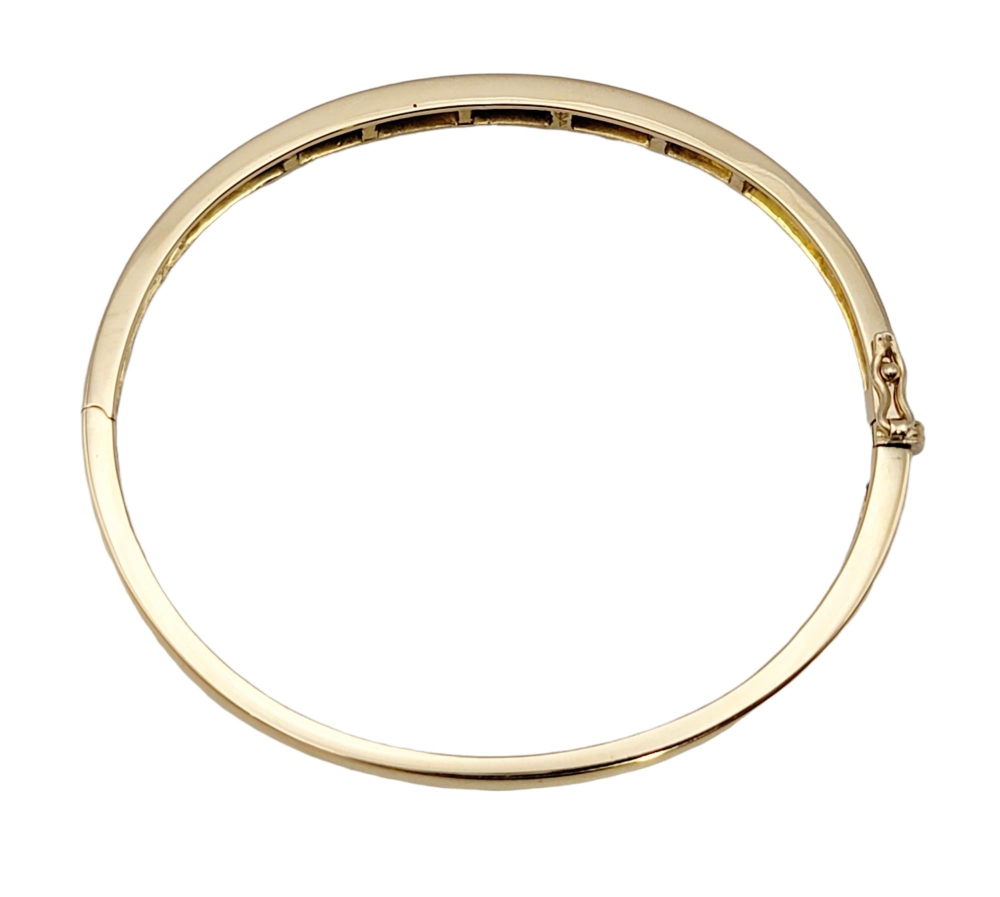Round Diamond Hinged Narrow Bangle Bracelet in 14 Karat Yellow Gold 1