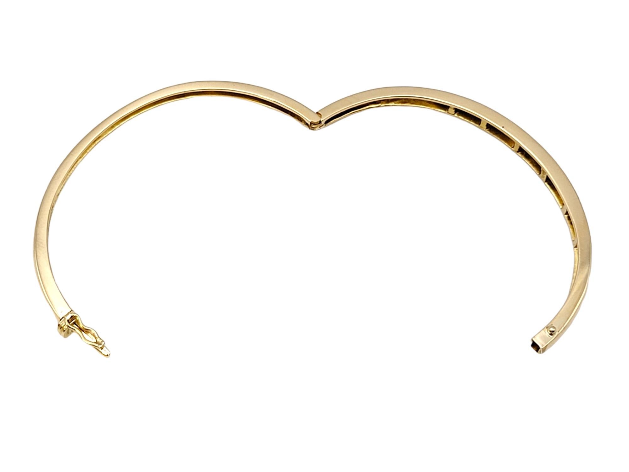 Round Diamond Hinged Narrow Bangle Bracelet in 14 Karat Yellow Gold 2