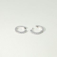 Elegant 0.62ct Round-Cut Diamond Huggie Hoop Earrings in 18K White Gold — Luxury