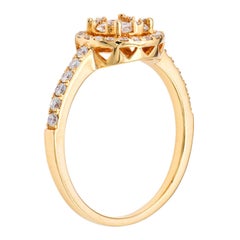 Round Diamond Illusion Ring with Halo and Diamond Band in Rose Gold