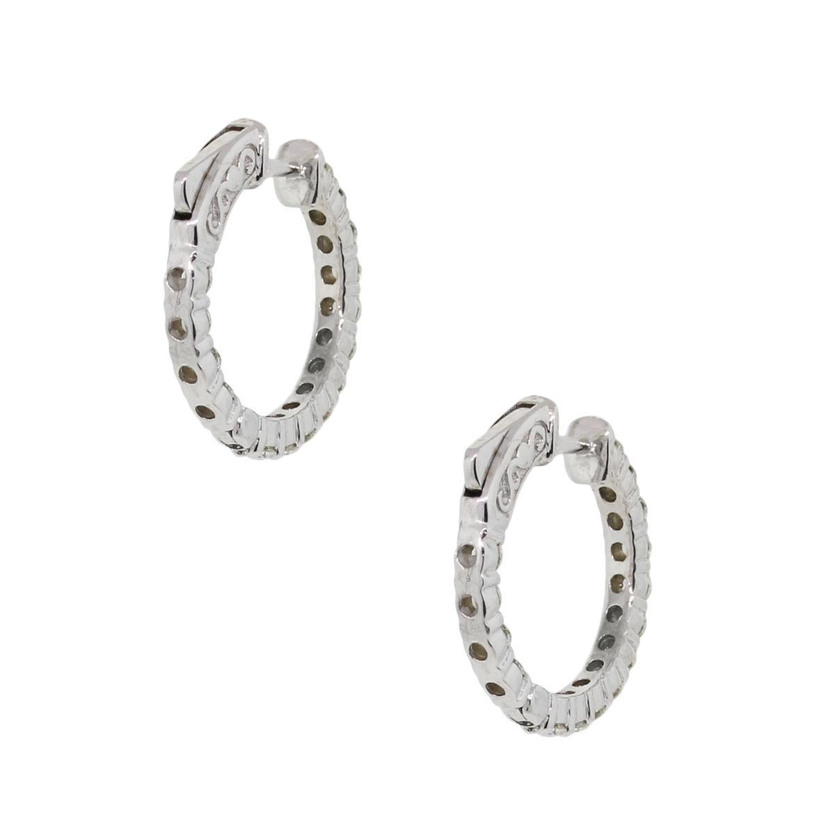 Round Cut Round Diamond Inside Out Hoop Earrings