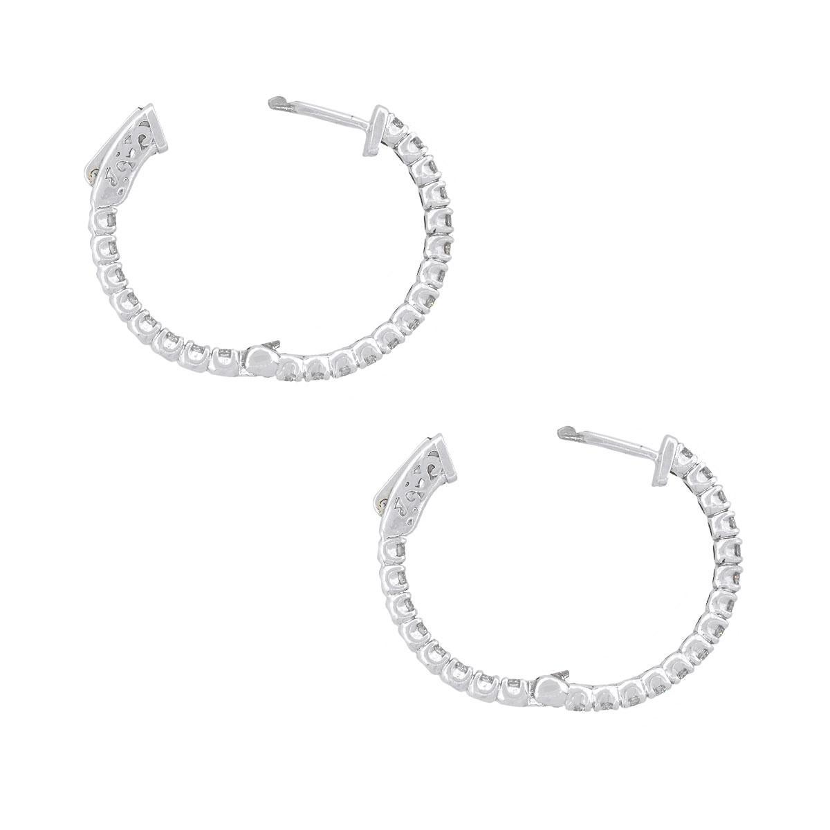Round Diamond Inside Out Hoop Earrings In Excellent Condition In Boca Raton, FL