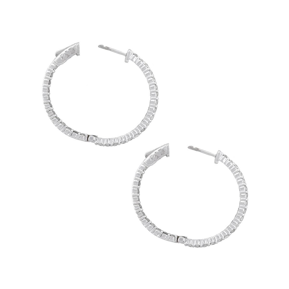 Round Diamond Inside Out Hoop Earrings In Excellent Condition In Boca Raton, FL