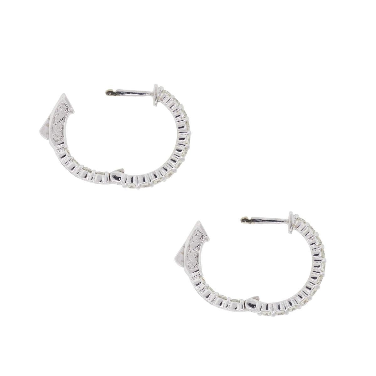 Round Diamond Inside Out Hoop Earrings In New Condition In Boca Raton, FL