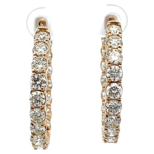 Round Diamond Inside-Out Hoops 7.50ct 14k Yellow Gold 10grams  For Sale