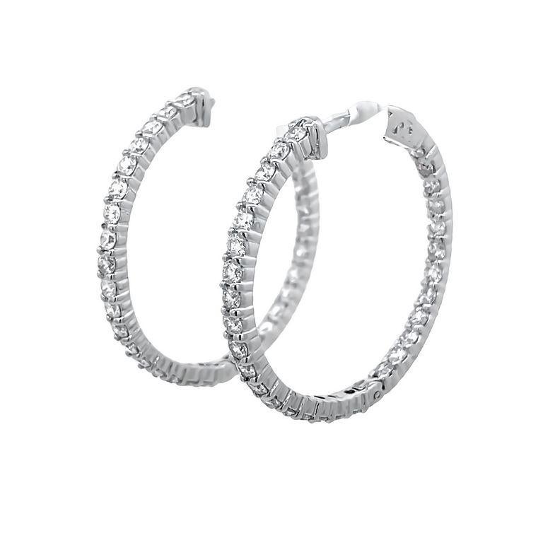  Runde Diamant-Ohrringe mit Innen- und Außenring 2,57 Karat aus 14k Weißgold (Moderne) im Angebot