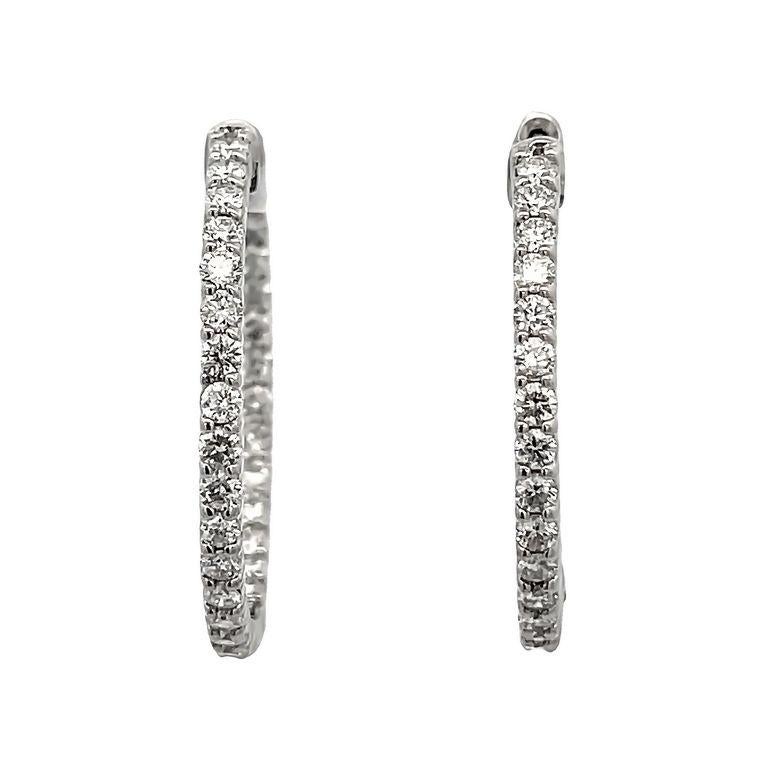  Runde Diamant-Ohrringe mit Innen- und Außenring 2,57 Karat aus 14k Weißgold im Angebot 2