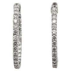 Round Diamond Inside-Out Hoops Earrings 2.57 Carat in 14k White Gold