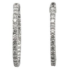  Boucles d'oreilles en or blanc 14k avec diamants ronds 2.57 carats