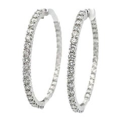 Boucles d'oreilles en or blanc 14k avec diamants ronds 5.05 carats