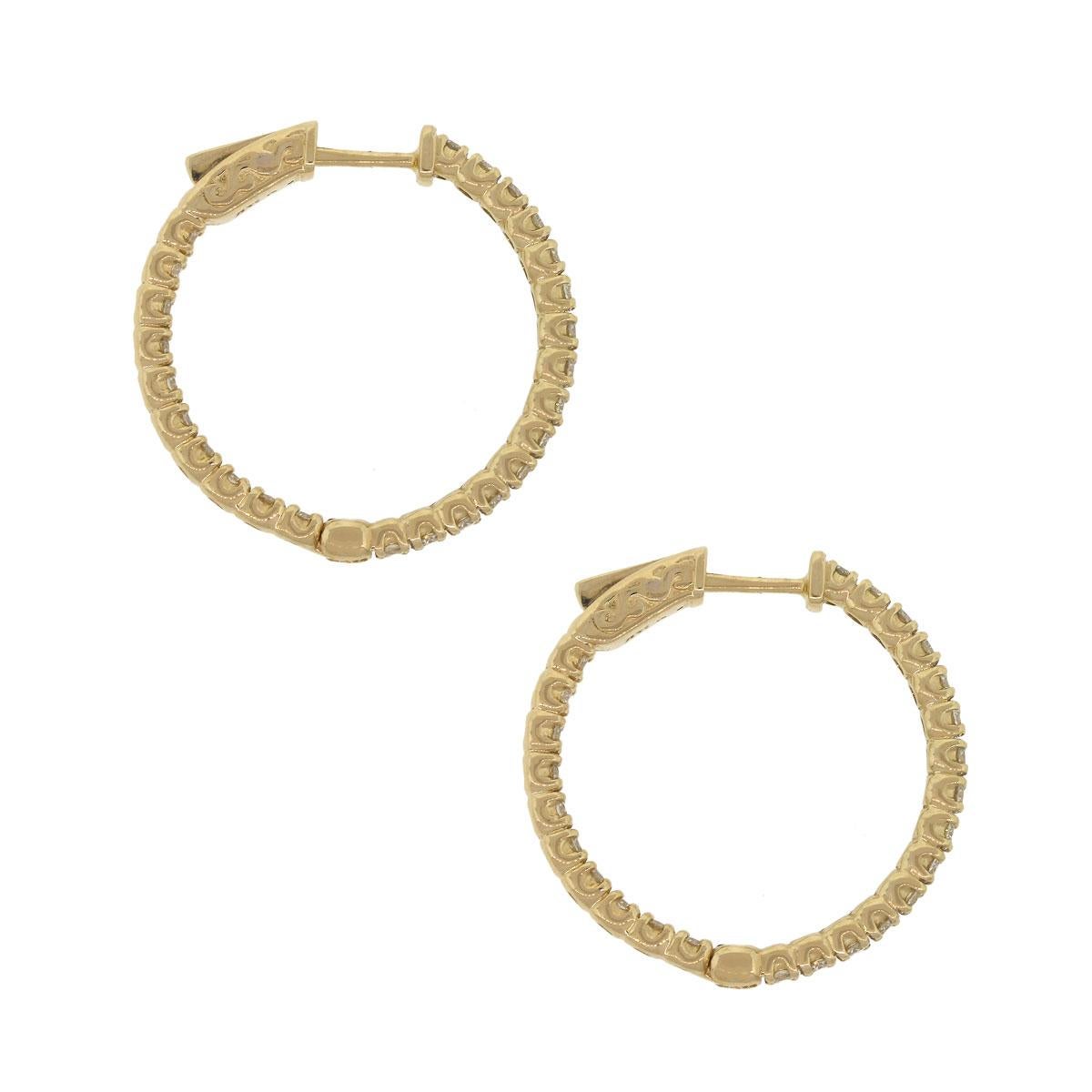 Round Cut Round Diamond Inside Out Hoops