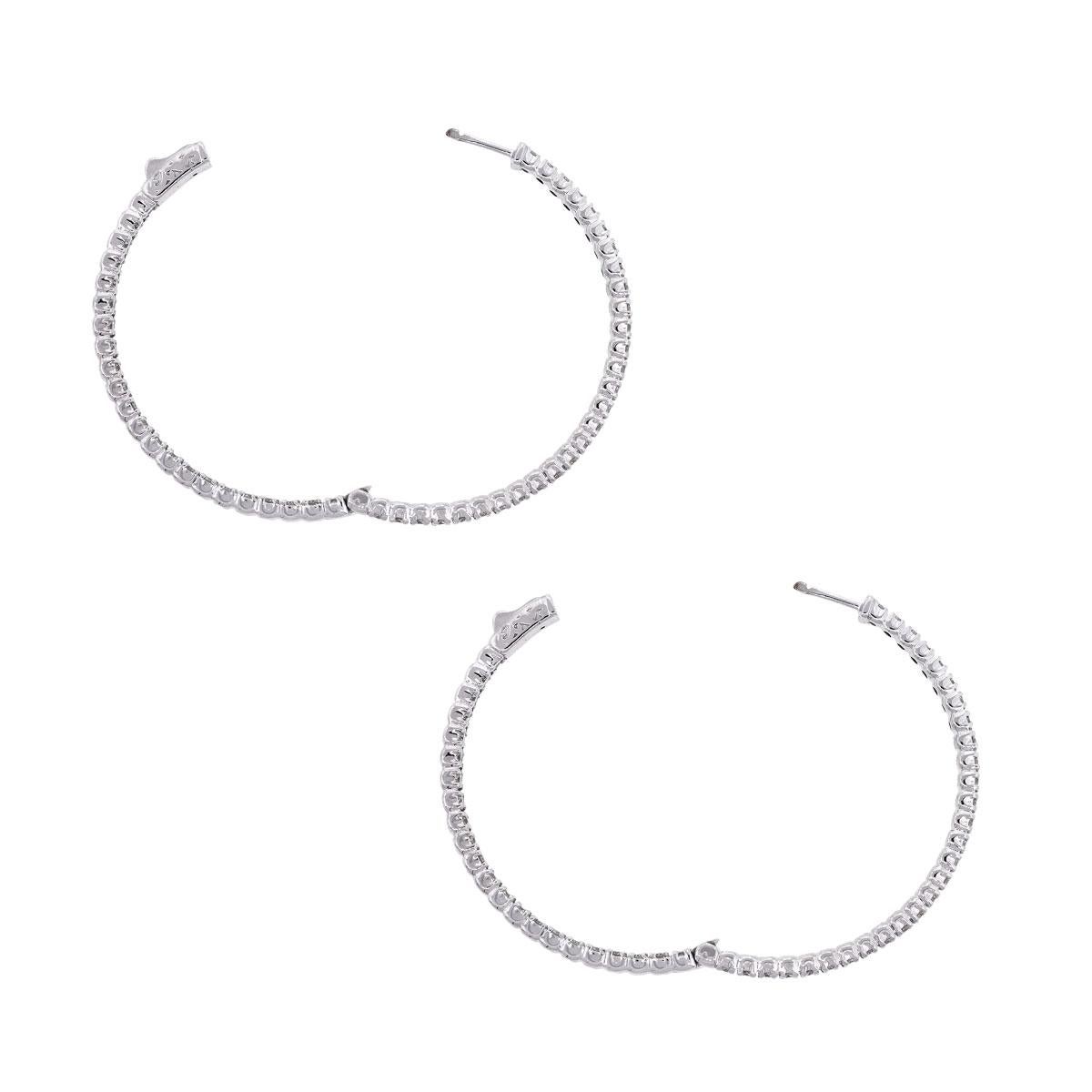 Round Diamond Inside Out Hoops In Excellent Condition In Boca Raton, FL