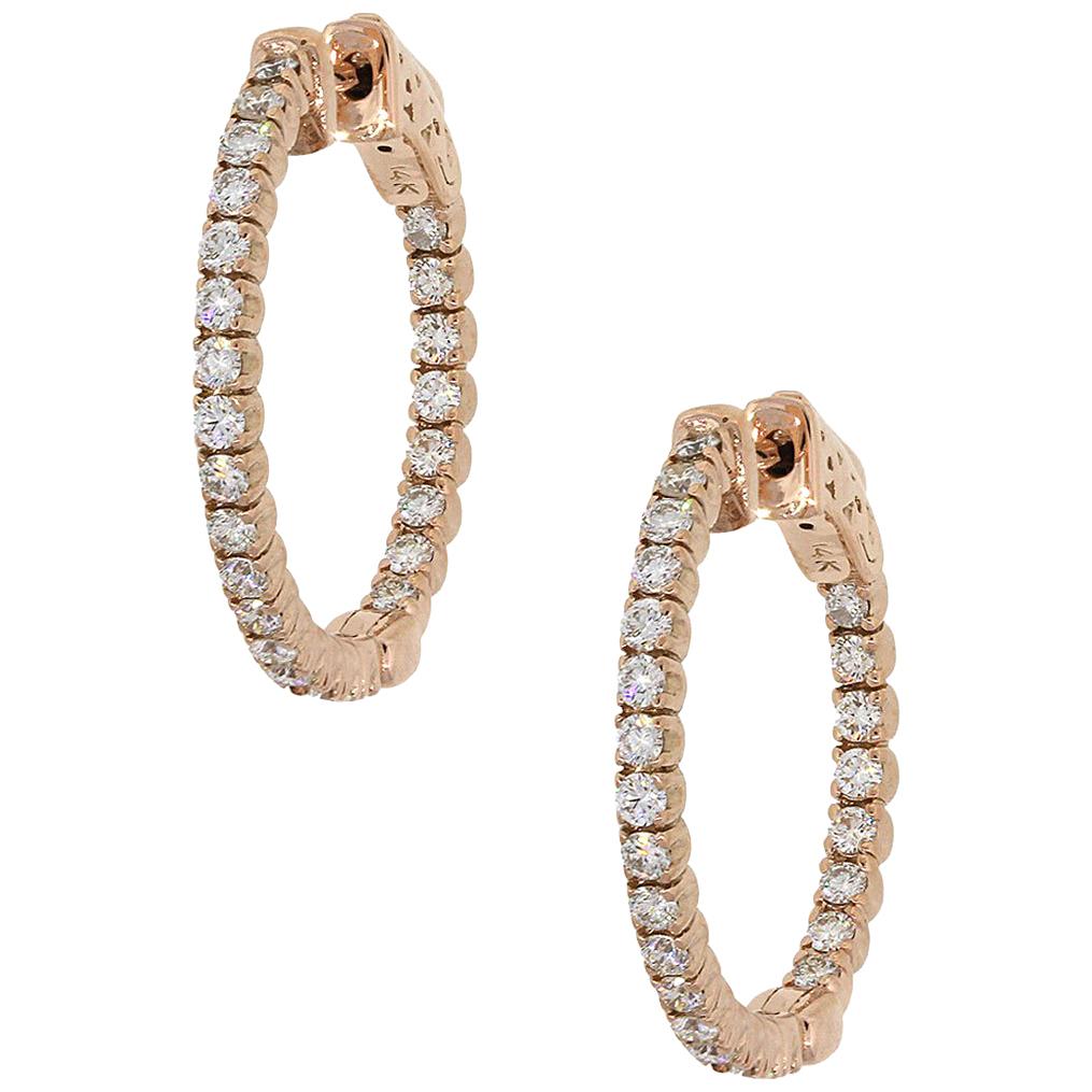 Round Diamond Inside Out Hoops