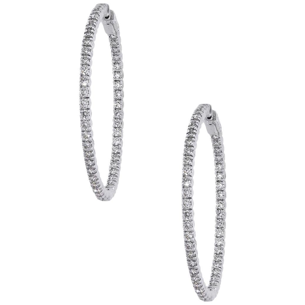 Round Diamond Inside Out Hoops For Sale at 1stDibs