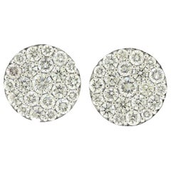 Round Diamond Large Circle Shaped White Gold Stud Earrings