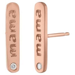 Mama Bar Stud 14K Rose Gold Diamond Earrings