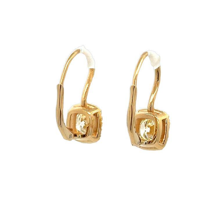 Runde Diamant-Ohrringe mit Klappbrisur 2.42CT D.50CT 14K Gelbgold Damen im Angebot