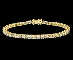 Pulsera de Tenis Línea Diamante Redondo en Oro Amarillo 3,85 Quilates, Oro Amarillo 14 K