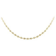 Round Diamond Link Necklace in 18 Karat Yellow Gold