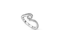 Round diamond moissanite spiral 14k gold ring