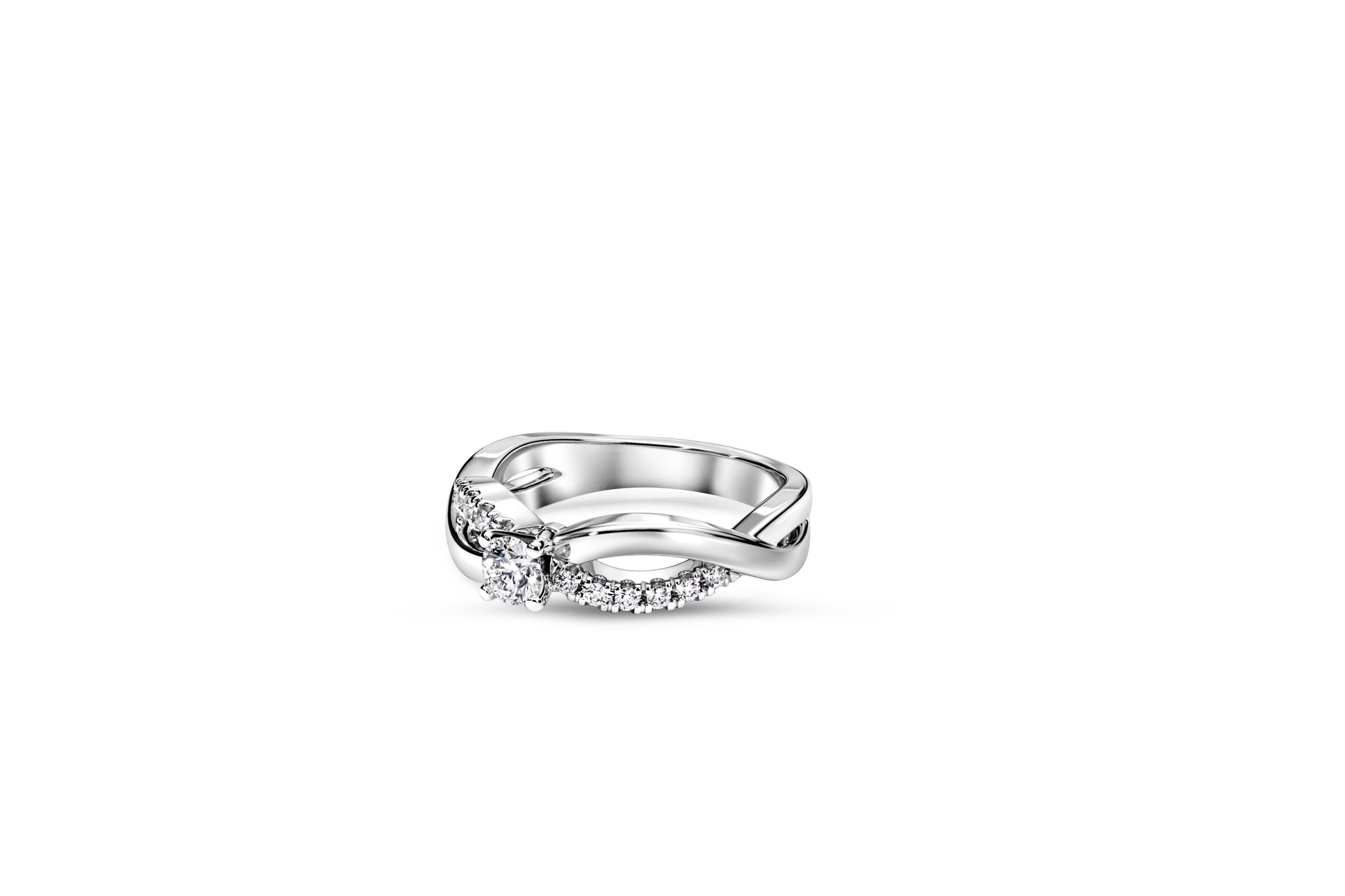 Round diamond moissanite spiral 14k gold ring 3