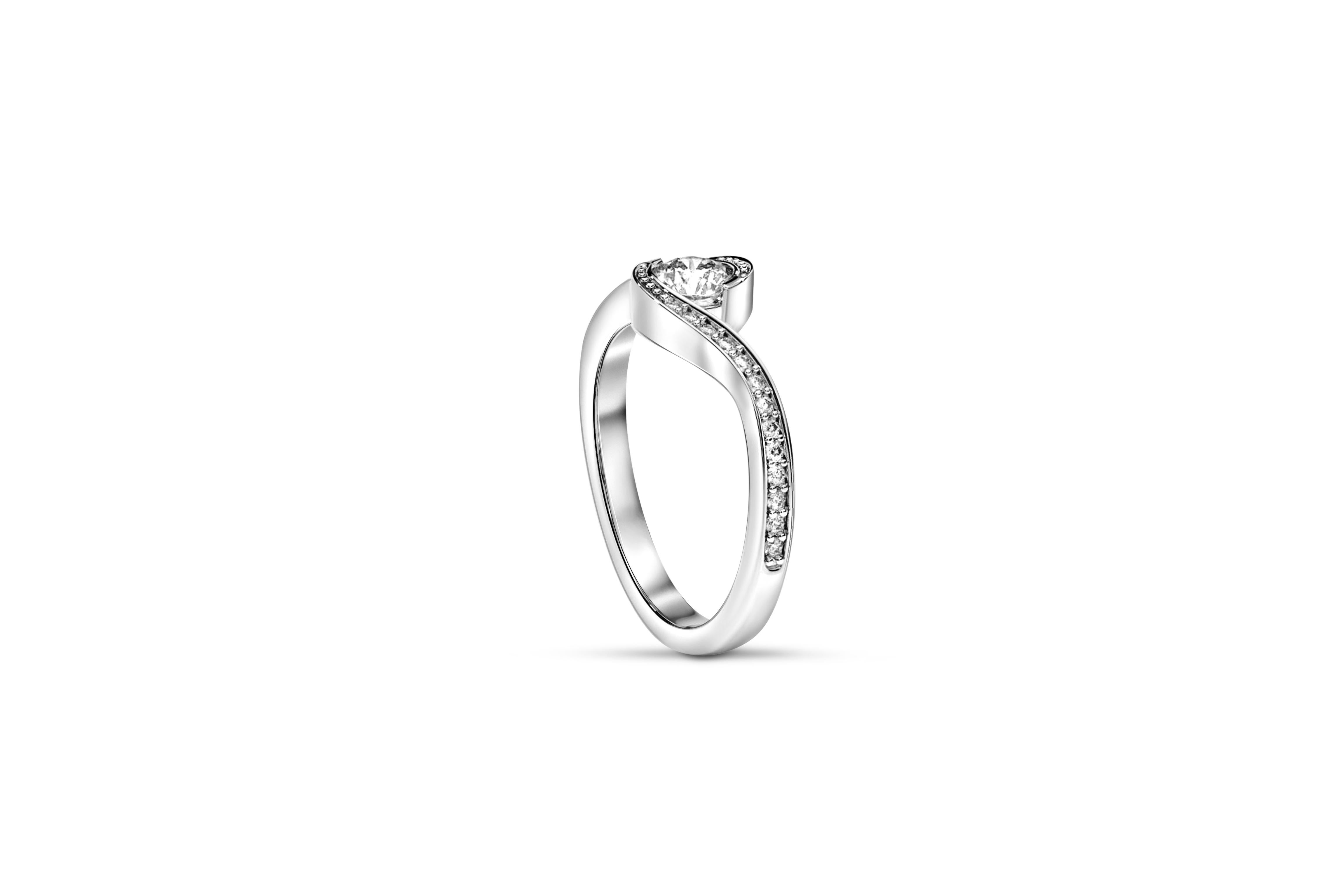 For Sale:  Round diamond moissanite spiral 14k gold ring. 3