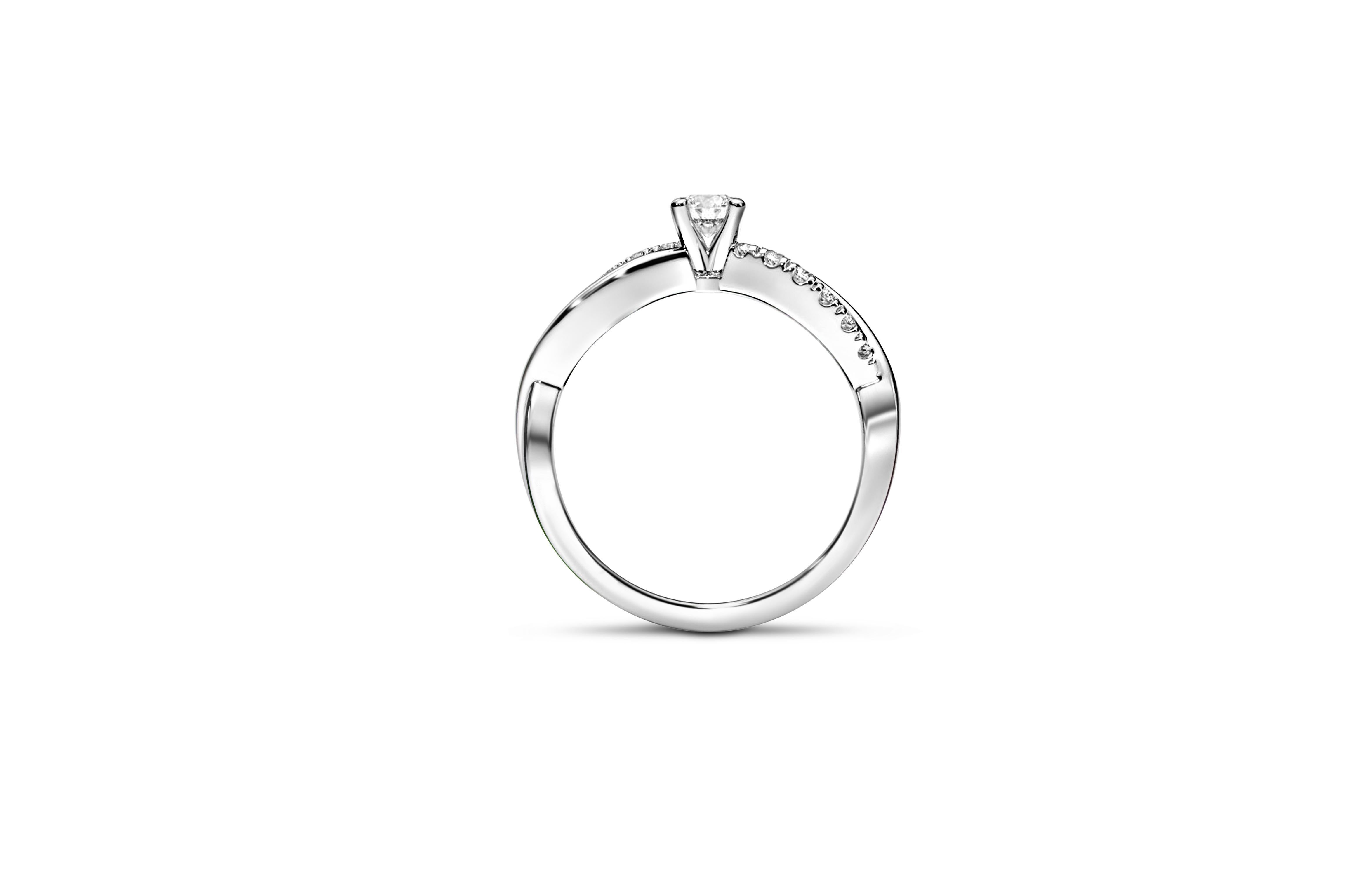 Round diamond moissanite spiral 14k gold ring 4