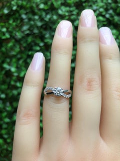 Round diamond moissanite spiral 14k gold ring