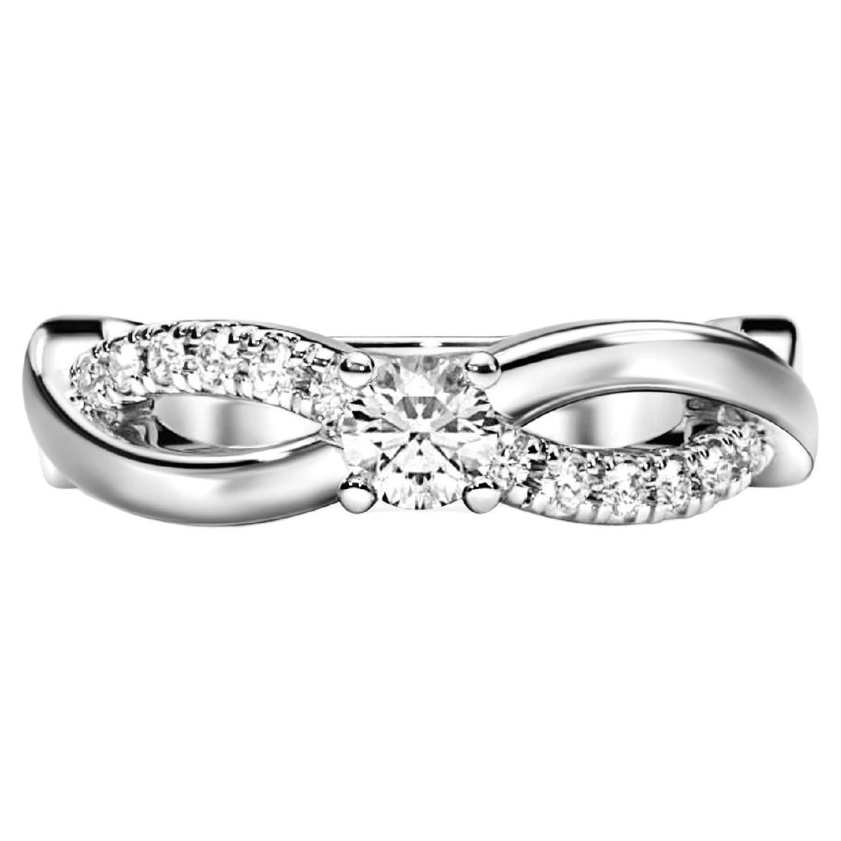 Round diamond moissanite spiral 14k gold ring