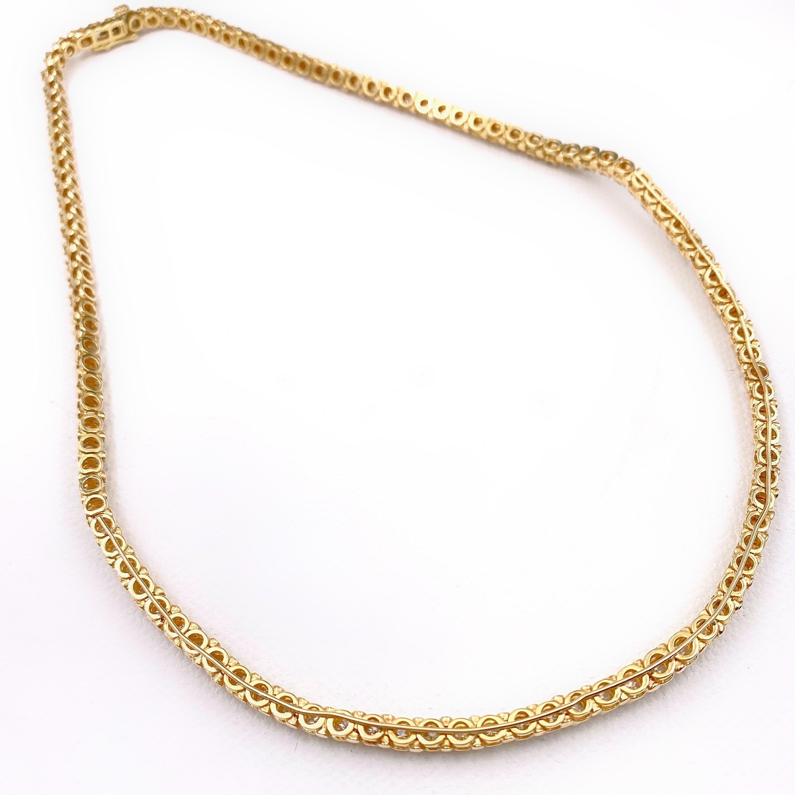 Round Diamond Necklace 5.50 Carat in 18 Karat Yellow Gold 2
