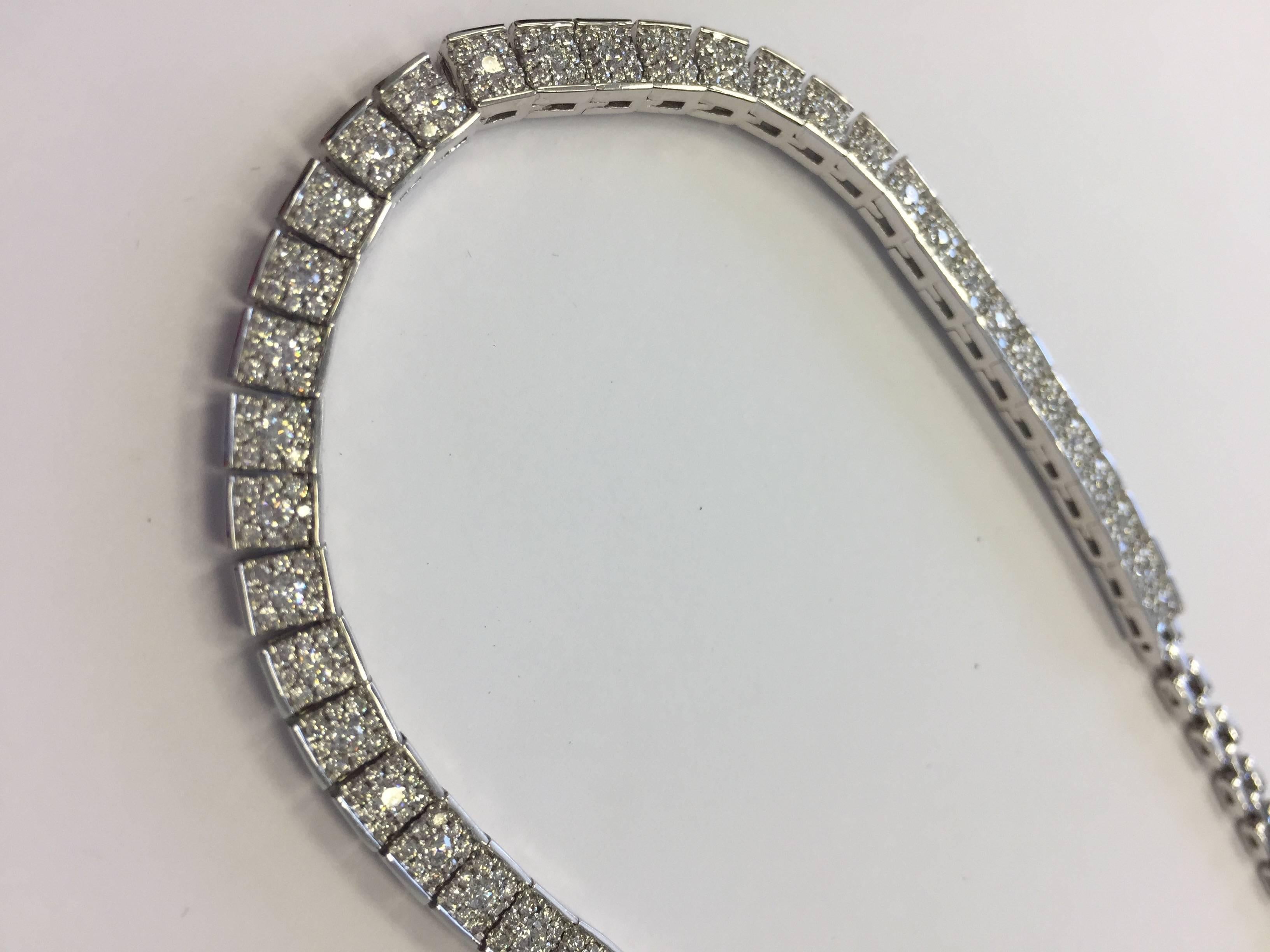 Women's or Men's Round Diamond Necklace in 14 Karat White Gold