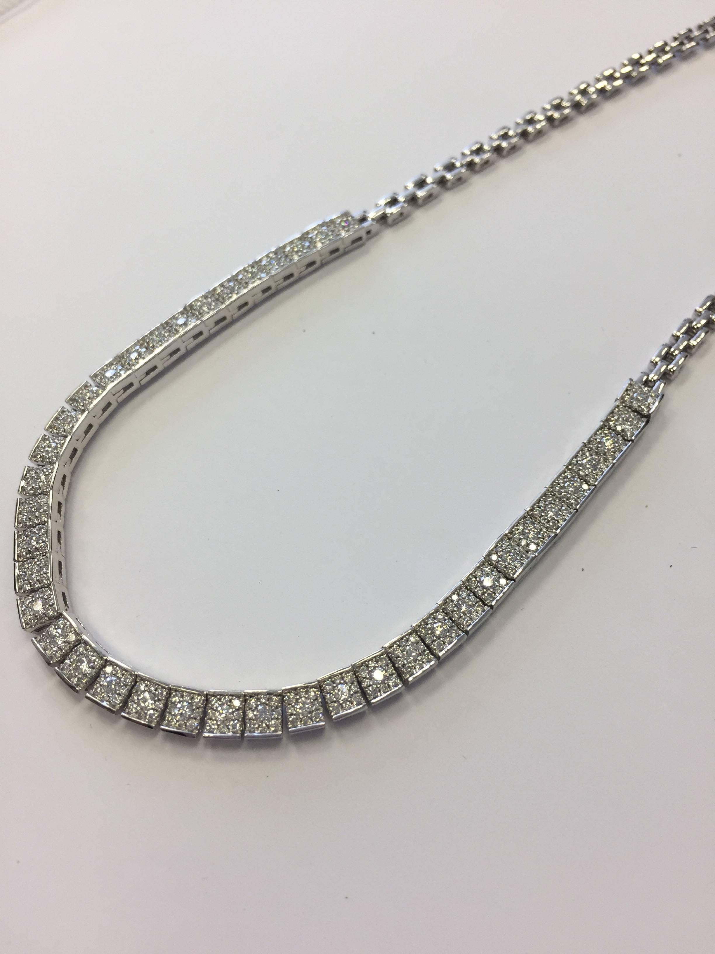 Round Diamond Necklace in 14 Karat White Gold 1