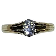 Runder Diamant im Altschliff Solitär im antiken Stil Verlobungsring in 18 Karat gelbem Go