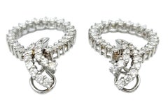 Round Diamond Open Circle Clip-On Earrings in Polished 14 Karat White Gold
