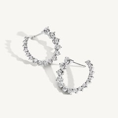 Round Diamond Open Hoop Earrings