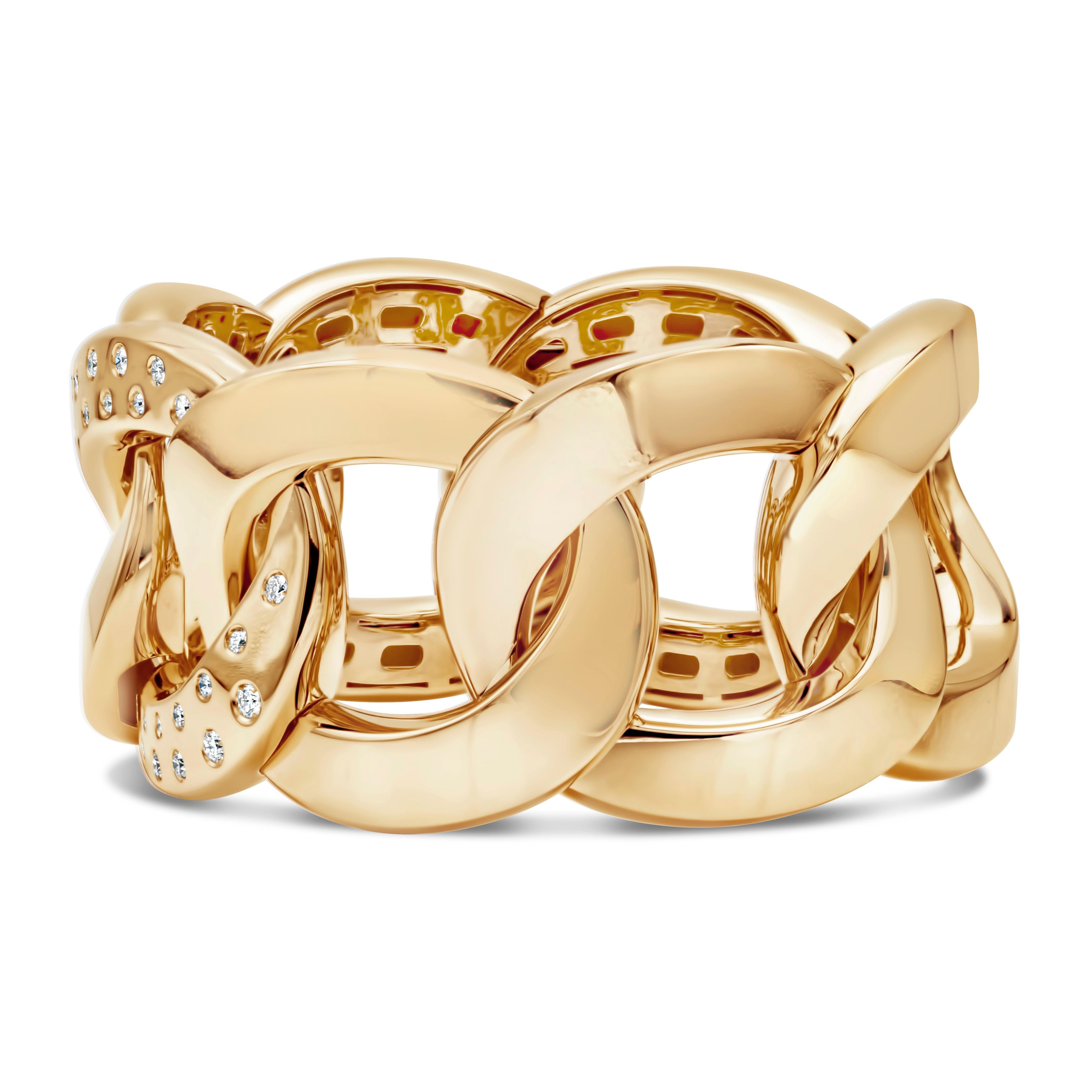 Contemporary Round Diamond Open-Work Yellow Gold Large Bangle Bracelet
