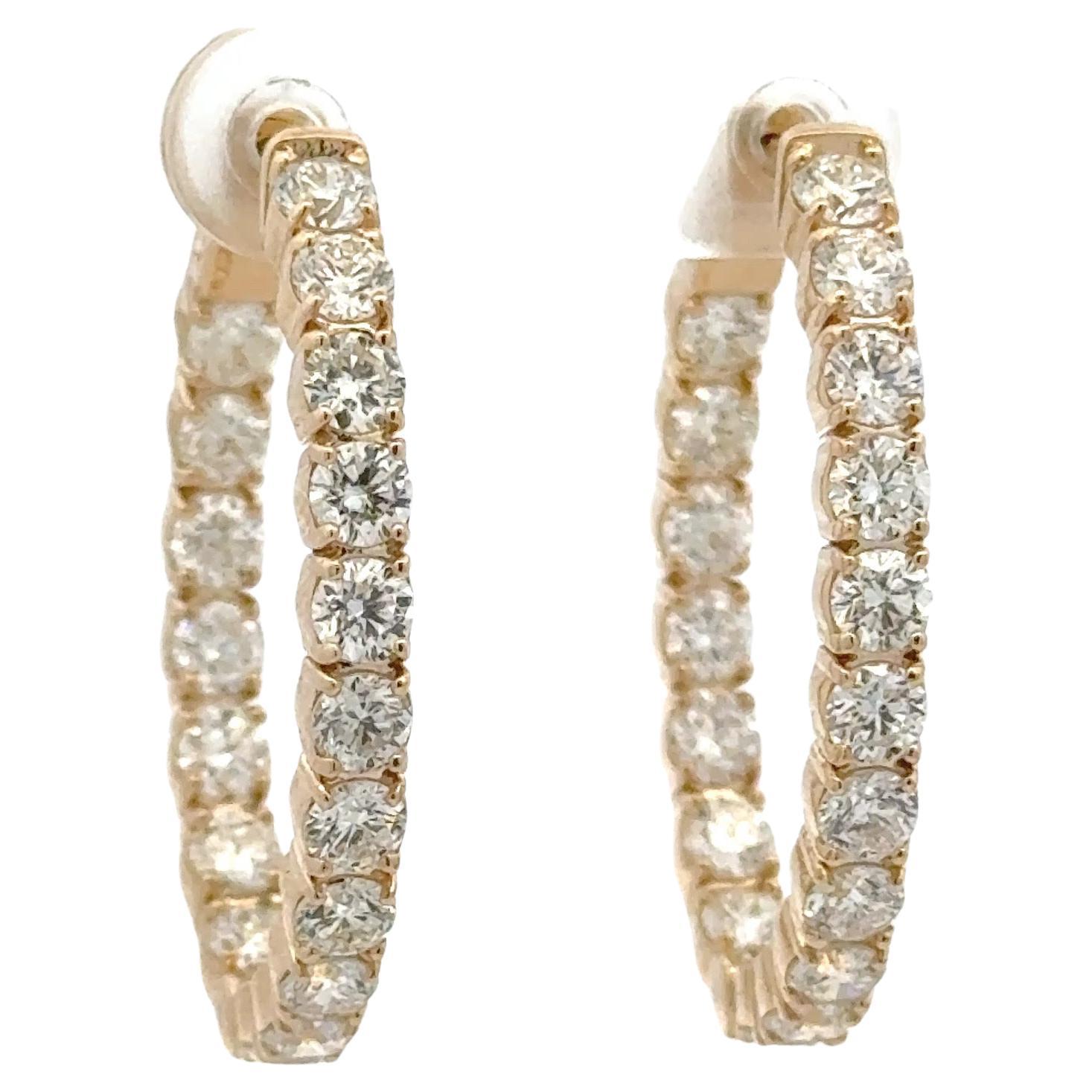 Boucles d'oreilles diamant rond de forme ovale 5.09 Carats 14KT Gold Average 0.14 CTS