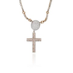 Round Diamond Pave Cross Necklace
