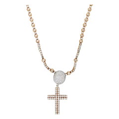 Round Diamond Pave Cross Necklace