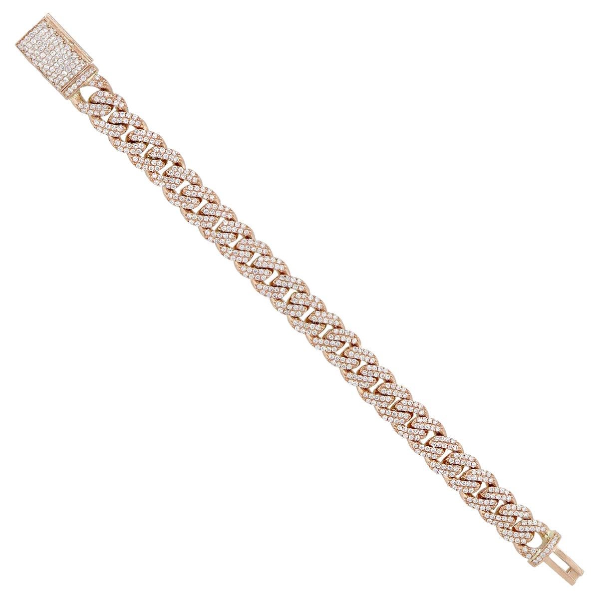 Round Diamond Pave Cuban Link Bracelet