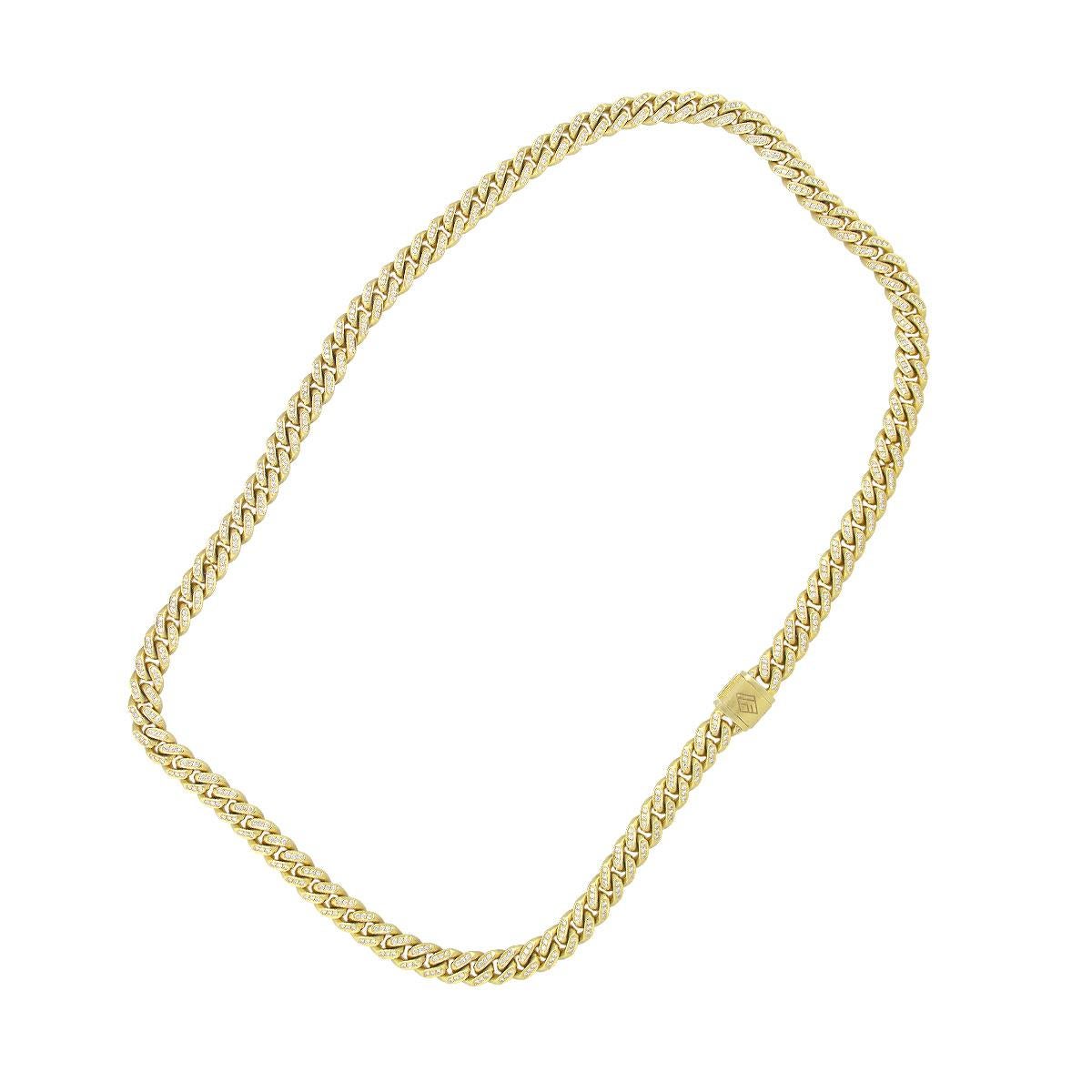 Round Cut Round Diamond Pave Cuban Link Necklace