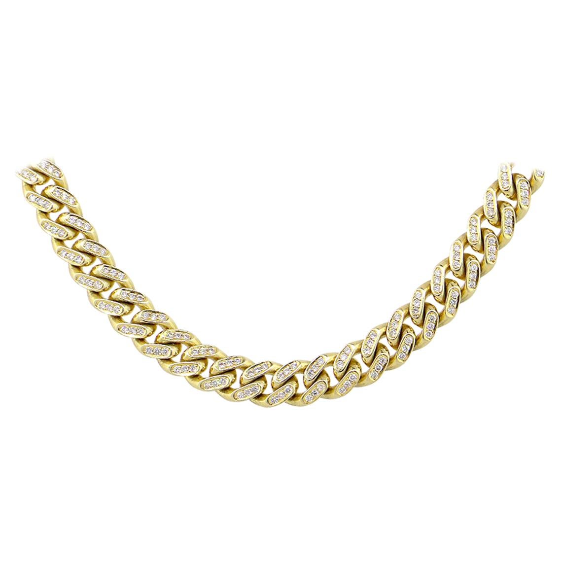 Round Diamond Pave Cuban Link Necklace