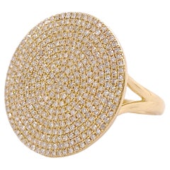 Pavé de diamants ronds « Mandala »  Bague en or jaune 14 carats sertie d'or