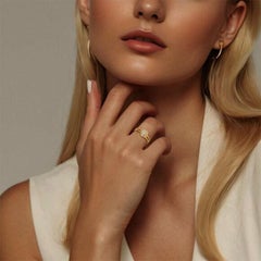 Round Diamond Pave Set 14K (or 18k upon request) Gold Cluster Beaded Ring