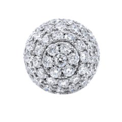 Round Diamond Pave Stud Ball Earrings 6.62 Carat in 18 Karat White Gold