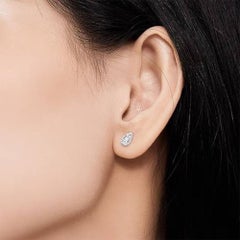 Round Diamond Pear Shape 14K (or 18k upon request) White Gold Stud Earrings