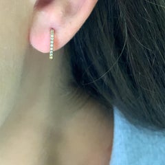 Boucles d'oreilles petite créoles en or jaune 18 carats avec diamants ronds