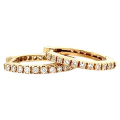 Pendientes de aro redondos de diamante en oro amarillo de 18k