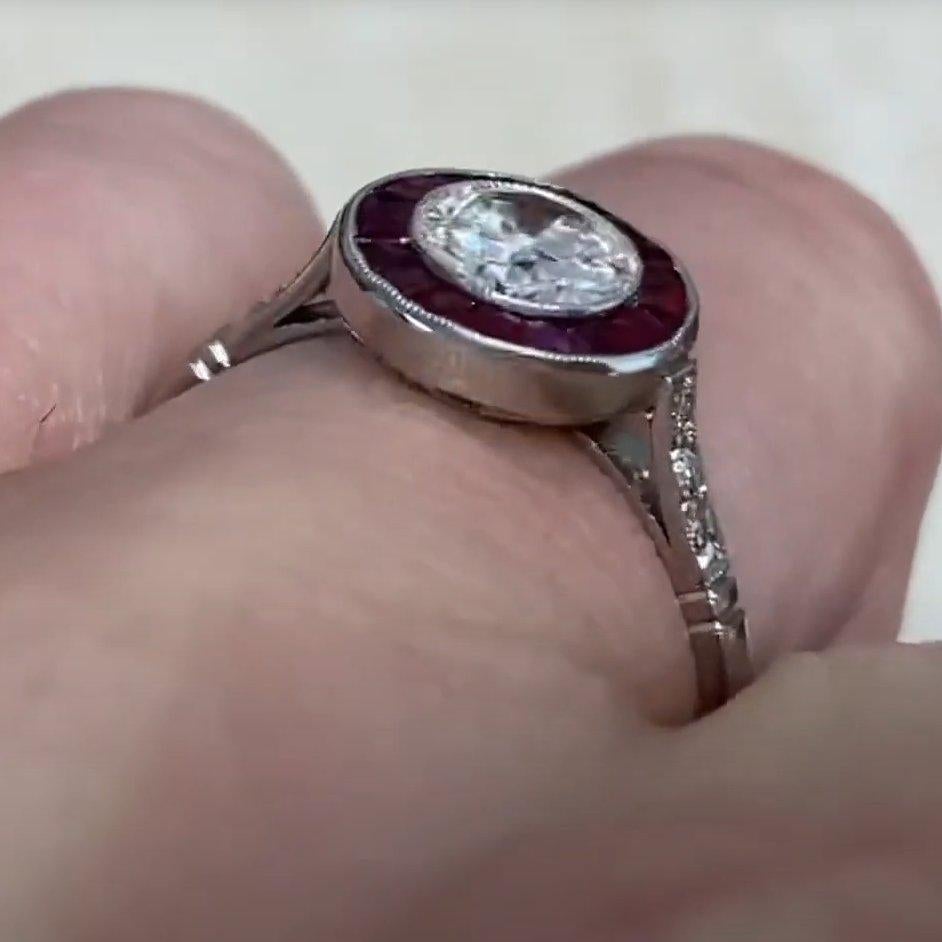 Round Cut Round Diamond Platinum Engagement Ring (Approx 0.70-Carats) Diamond Halo For Sale